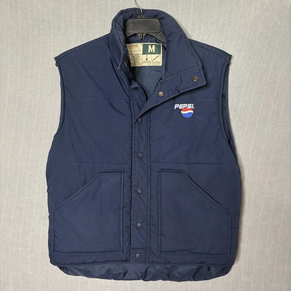 Vintage Pepsi Cola Quilted Utility Work Mechanic Delivery Vest Fridge Prof MED